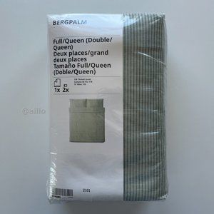 IKEA BERGPALM Duvet cover and pillowcase(s), green stripe, full queen